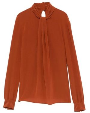 Saint Laurent Ascot-Bluse Aus Seidenkrepp - Braun
