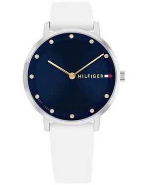 Tommy Hilfiger Graue Silikon Damenuhr Quarz - Blau