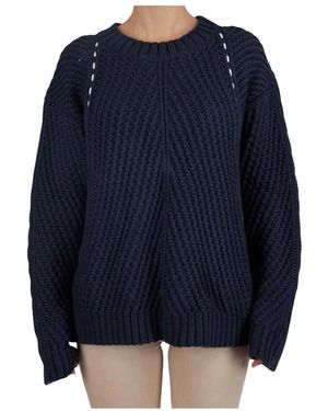 Kiton Textured Cotton Silk Crewneck Sweater - Blauw