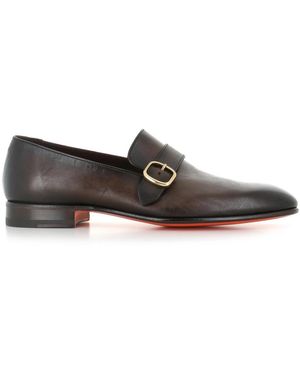 Santoni Schoenen ,Bruin ,Leer Monk Strap Shoe - Zwart
