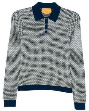 Guest In Residence Pique L/Waffle Knit Polo - Blau