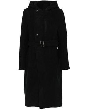 Rick Owens Gürtel-Mantel Mit Kapuze Und Einreiher - Schwarz