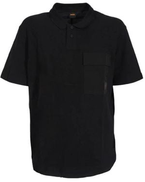 HUGO Kurzarm-Poloshirt Aus Baumwolle Mit Logo - Schwarz