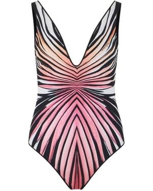 Roberto Cavalli Badmode ,Veelkleurig ,Ray Of Paradise Print Badpak - Rood