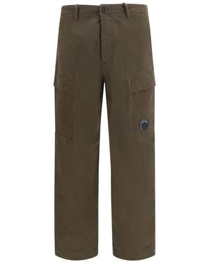 C.P. Company Broeken ,Groen ,Katoen Stretch Cotton Satin Cargo Pants - Grijs