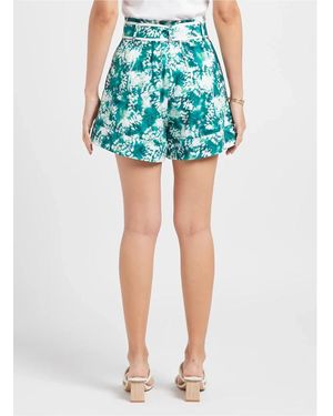Suncoo Korte Broeken ,Veelkleurig ,Katoen High-Waisted Short Shorts - Blauw