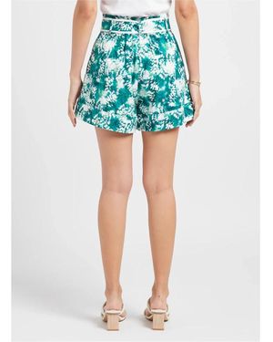 Suncoo Korte Broeken ,Veelkleurig ,Katoen High-Waisted Short Shorts - Blauw