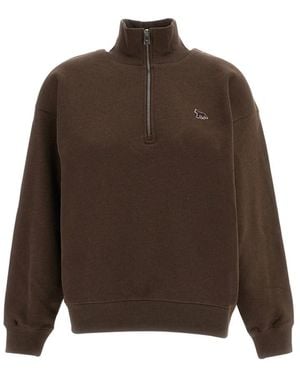 Maison Kitsuné Hoodies & Sweatvesten ,Bruin ,Katoen Baby Fox Half-Zip Sweatshirt