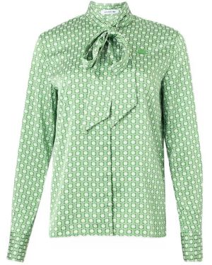 Lacoste Overhemden ,Groen ,Polyester Regular Fit Overhemd Met Afneembare Strikkraag