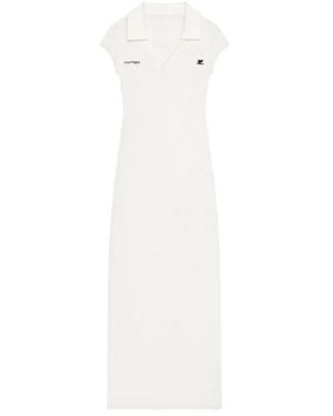 Courreges V-Neck Logomaxidress - Wit