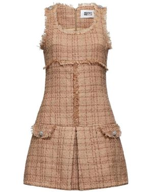Silvian Heach Mouwloze Jurk Met Rafeldetails - Bruin