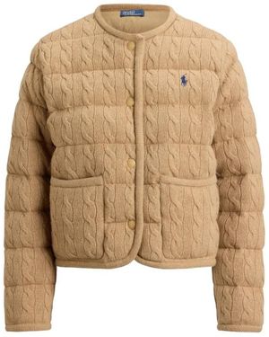 Ralph Lauren Jassen ,Wol Cable-Knit Bomberjack - Naturel