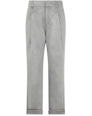Moorer Karela High-Waisted Wide-Leg Jeans - Grau