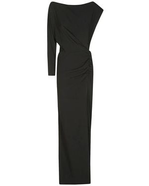 R.ev Ein-schulter langes kleid - Schwarz