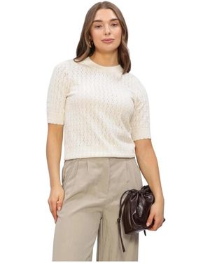 Object Truien & Vesten ,Denim Truien & Vesten Objflauny S/S Re Knit Top - Naturel