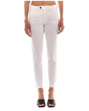 Roy Rogers Broeken ,Wit ,Katoen Witte Enkel-Lengte Broek Met Zijsplit - Roze