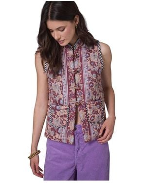 Manoush Bohemian blumen ärmellose jacke oush - Lila
