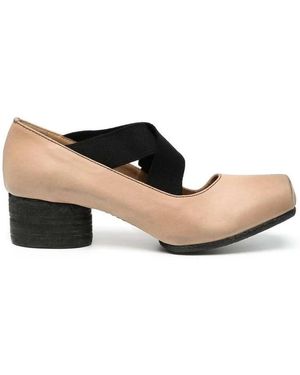 Uma Wang Schoenen ,Bruin ,Leer Vierkante Neus Leren Instappers - Zwart