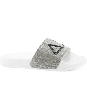 Sun 68 Schoenen ,Wit ,Slipper Met Strass-Steentjes