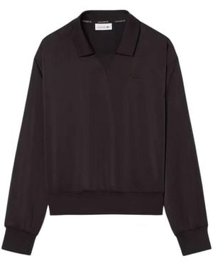 Lacoste Relaxed Fit Satijnen Polo - Zwart
