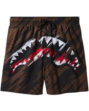 Sprayground Badmode ,Bruin ,Polyester Smeared Grunge Zwemshort - Zwart