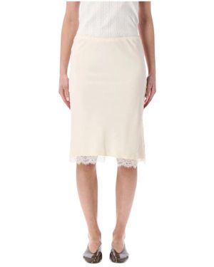 Rohe Rokken ,Lace-Trimmed Silk Skirt - Wit