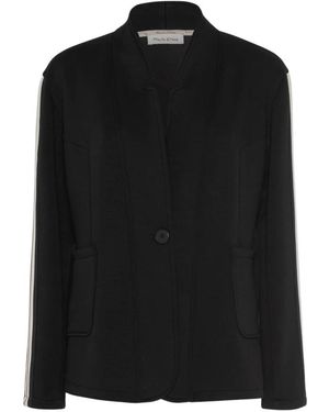 Manila Grace Jassen ,Zwart ,Leer Single-Breasted Blazer