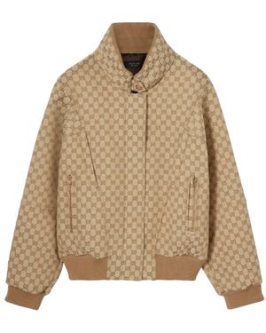 Gucci Jassen ,Bruin ,Katoen Gg Katoenen Canvas Jack Met Rits - Naturel