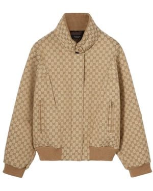 Gucci Jassen ,Bruin ,Katoen Gg Katoenen Canvas Jack Met Rits - Naturel