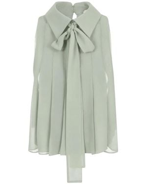 Elisabetta Franchi Georgette-Bluse Mit Schleife Vorne - Grün