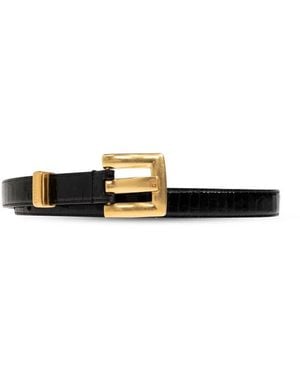 Balmain Anthem Schmaler Ledergürtel - Schwarz