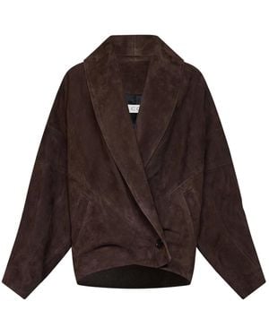 Co. Jassen ,Bruin ,Suède Wrap Jacket Van Suède