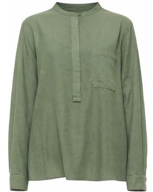 Pomandère Overhemden ,Groen ,Katoen Zijden-Katoen Poplin Blouse
