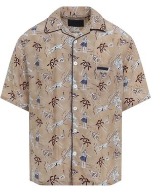 Prada Viscose And Silk Shirt - Natural