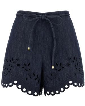 Zimmermann Korte Broeken ,Blauw ,Katoen Mahon Katoenen Denim Shorts