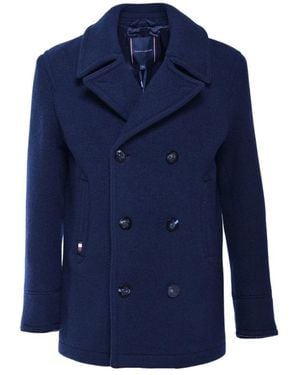 Tommy Hilfiger Double-Breasted Coats - Blue