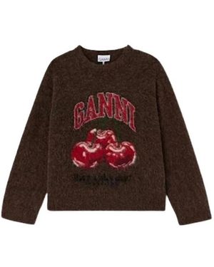 Ganni Round-Neck Knitwear - Rojo