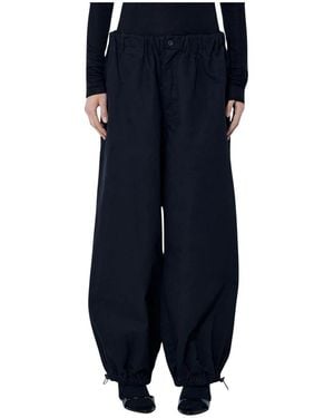 Entire studios Broeken ,Zwart ,Katoen Broek Met Elastische Boorden - Blauw