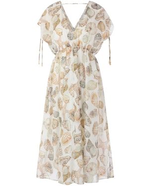Marc Cain Kleedjes ,Veelkleurig ,Katoen Zomerjurk Met Schelpenprint - Naturel