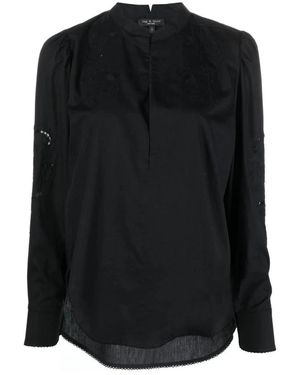 Rag & Bone Overhemden ,Zwart ,Katoen Zwarte Katoenen Casual Blouse