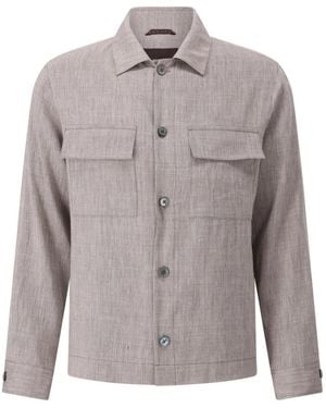 Windsor. Leinen-Woll Overshirt Elegante Silhouette - Grau