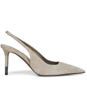 Brunello Cucinelli Suède Slingback Pumps - Wit