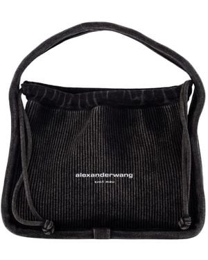 Alexander Wang Graue Baumwoll-Small Bag Mit Top-Griff - Schwarz