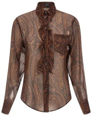 Etro Paisley Zijden Overhemd - Bruin