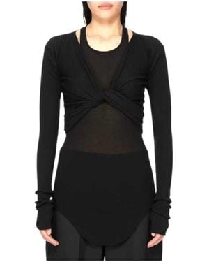 Rick Owens Tops ,Zwart ,Wol Crop Wrap