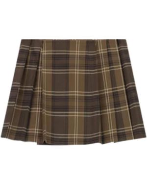 Imperial Rokken ,Bruin ,Polyester Geruite Geplooide Minirok