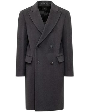 BOSS Jassen ,Grijs ,Wol H-Hyde-Db-Peak Coat - Zwart