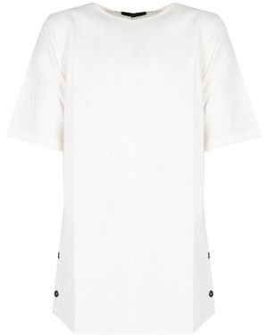 LA HAINE INSIDE US Elegante Leinenmischung Knopftunika - Weiß