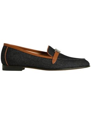 Kiton Denim En Leren Loafer - Zwart