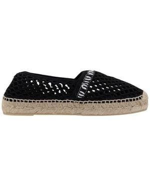 Miu Miu Mesh slip-on espadrilles mit logo-patch - Schwarz